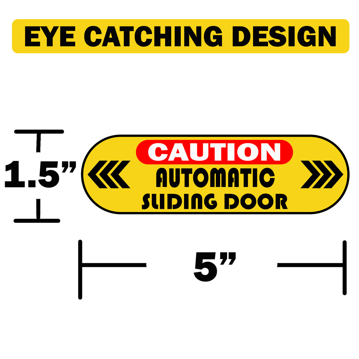Caution Automatic Sliding Door Stickers, Double-Sided, 8-Pack